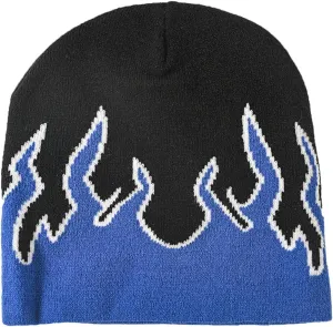CORIRESHA Women Y2K Flame Beanie Knitted Hats Winter Fall Men Warm Skull Caps