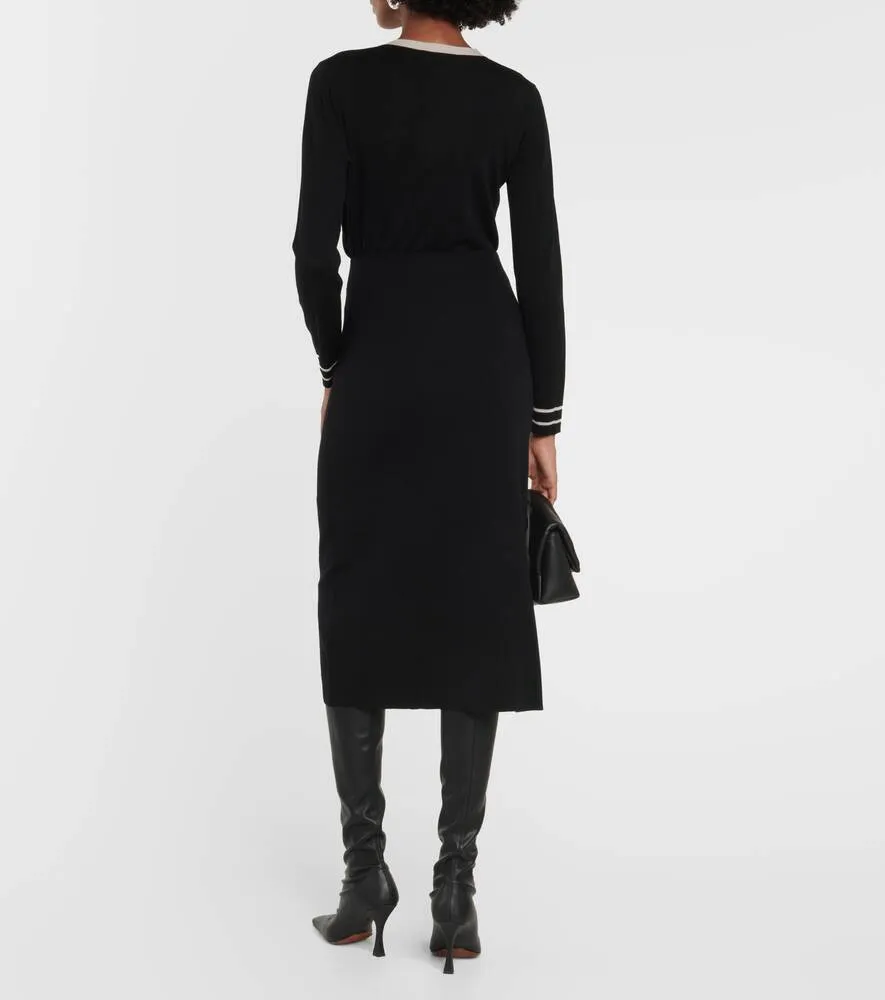 Enza midi skirt in natural wool 'S MAX MARA, black