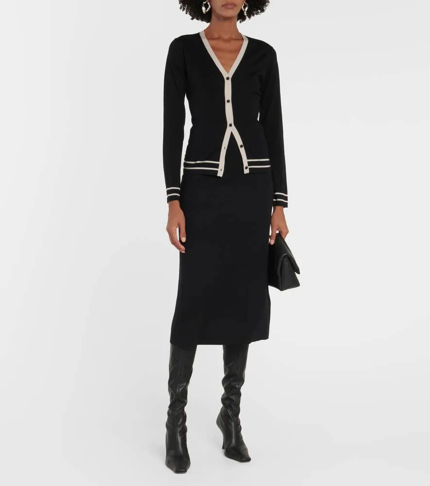 Enza midi skirt in natural wool 'S MAX MARA, black