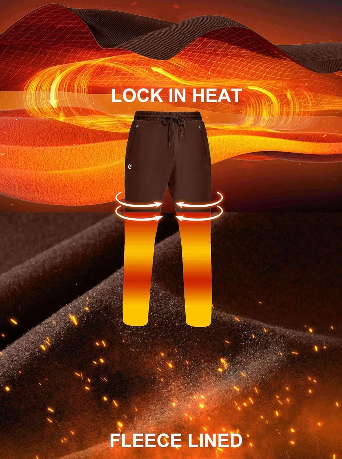G Gradual Men's Fleece Lined Winter Pants with 3 Zipper Pockets Warm Athletic Joggers Workout Running Sweatpants for Men
