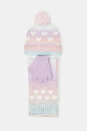 Girls Multicolour Embellished Set (3 Piece)