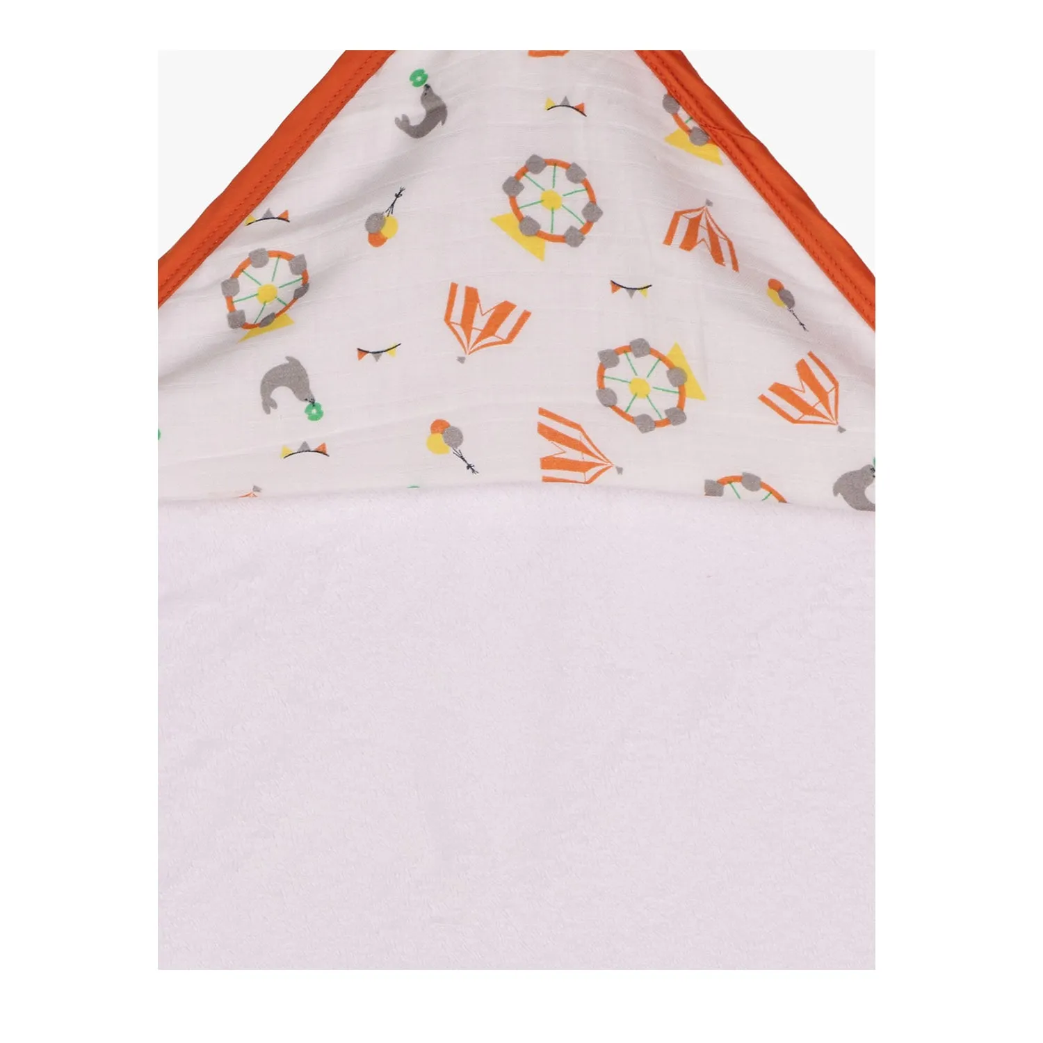 Infant Hooded Towel Wrap - Carnival White/Orange