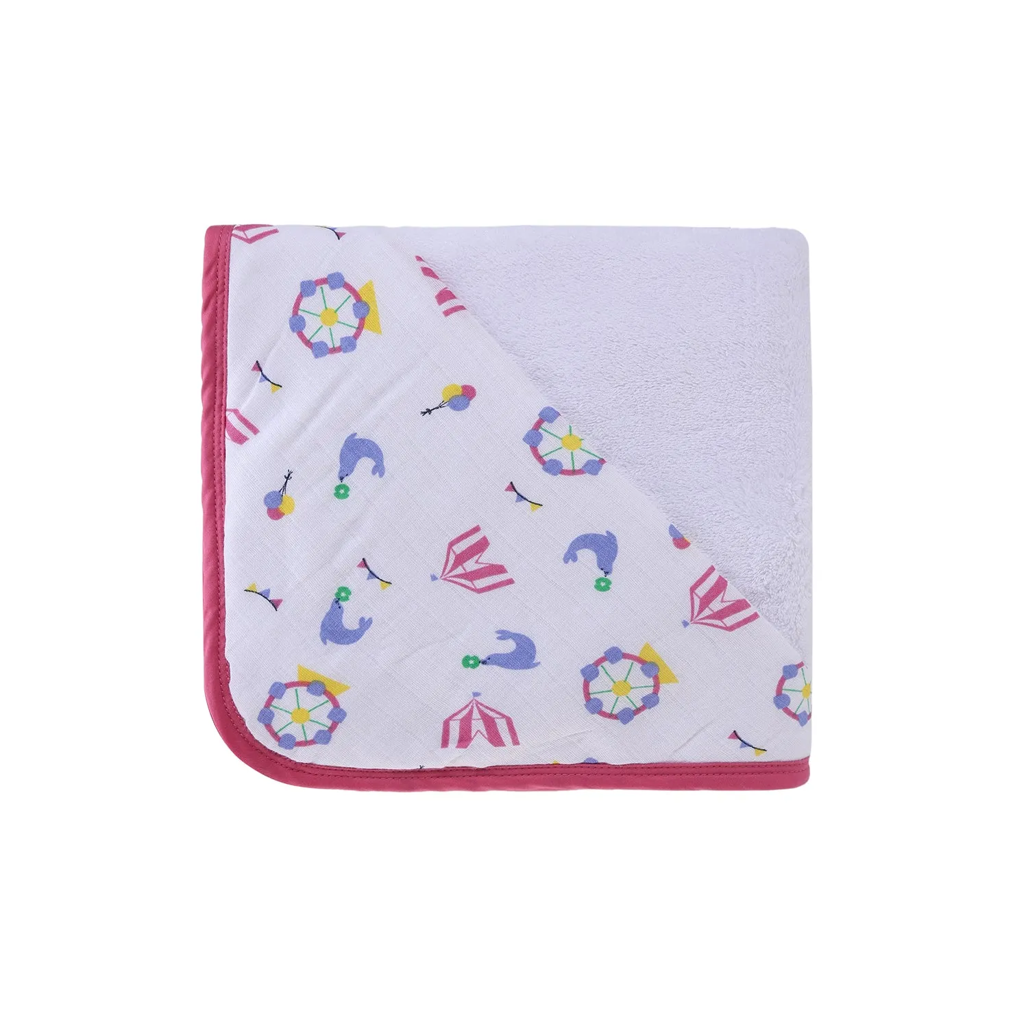 Infant Hooded Towel Wrap - Carnival White/Pink