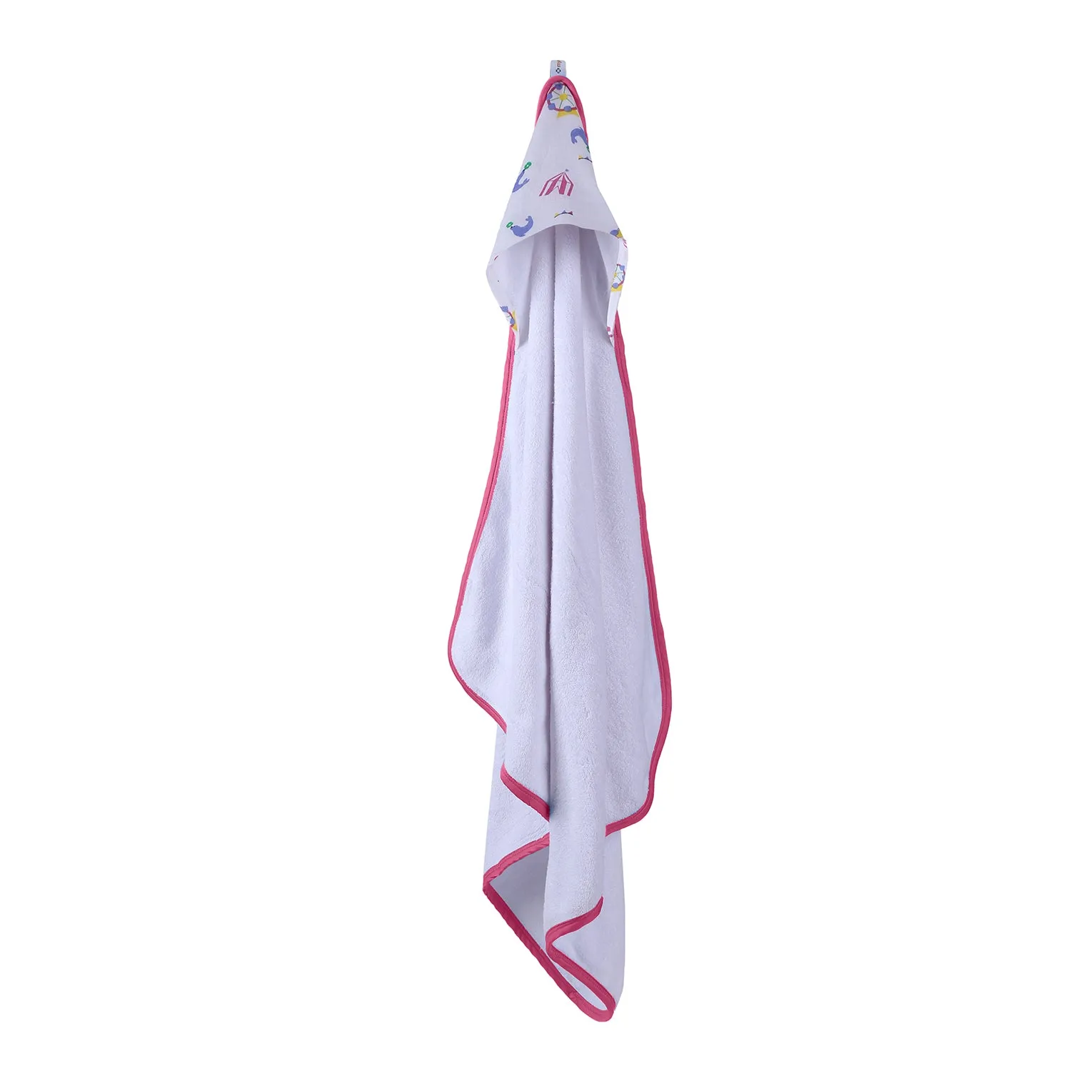 Infant Hooded Towel Wrap - Carnival White/Pink