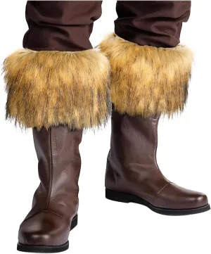 Joukavor Viking Fur Boot Cuffs Medieval Faux Fur Boot Toppers for Women Men Halloween