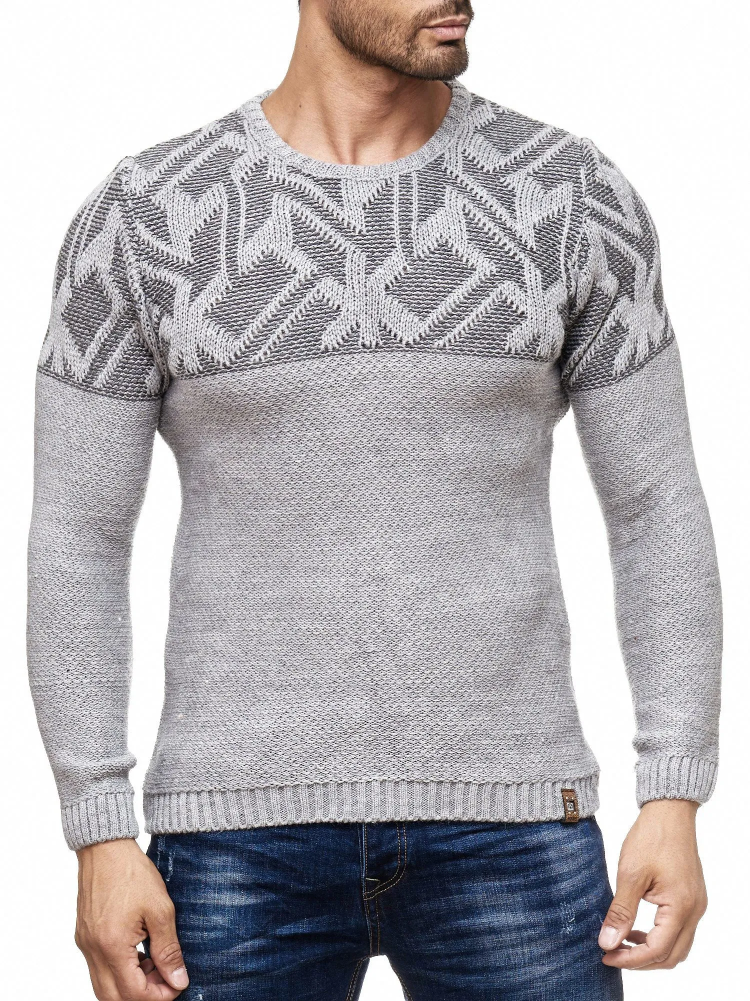 K&D Men Stylish Maze Top Pullover Sweater - Gray