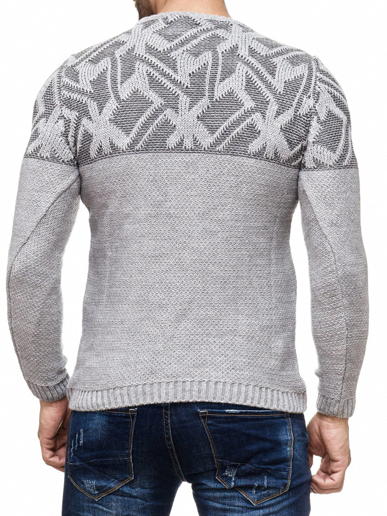 K&D Men Stylish Maze Top Pullover Sweater - Gray