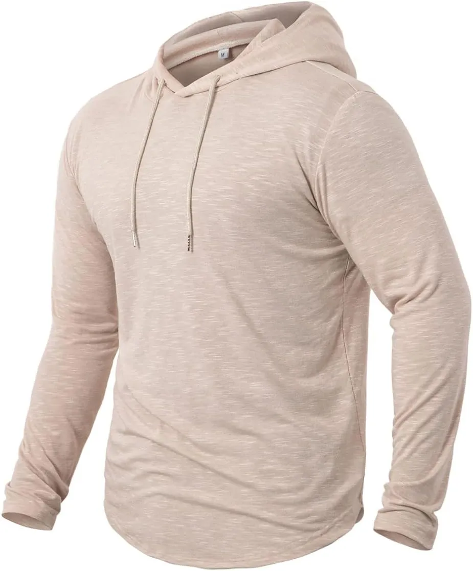 MANSDOUR Men's Athletic Hooded Shirts Long Sleeve Workout Sport Hoodie Casual Running T Shirt Quick Dry Pullover Top