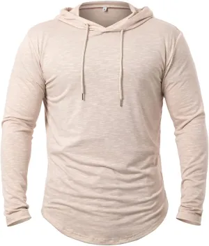 MANSDOUR Men's Athletic Hooded Shirts Long Sleeve Workout Sport Hoodie Casual Running T Shirt Quick Dry Pullover Top