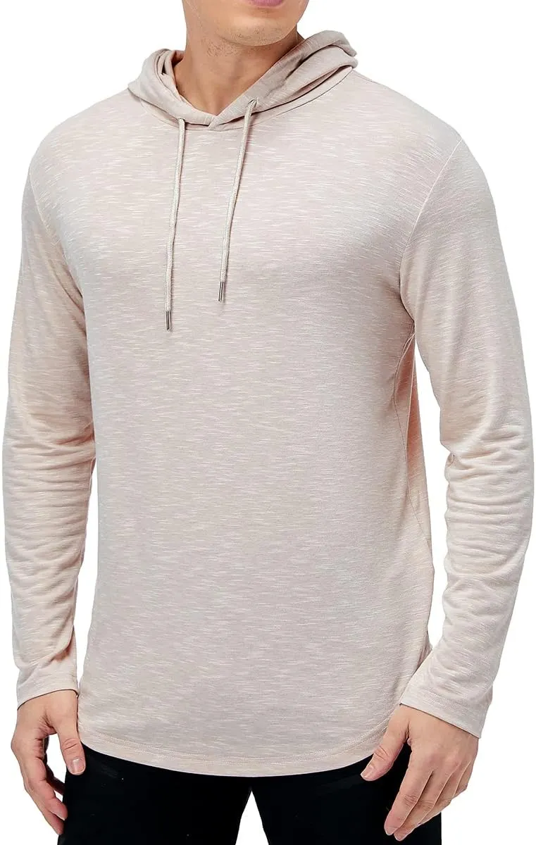 MANSDOUR Men's Athletic Hooded Shirts Long Sleeve Workout Sport Hoodie Casual Running T Shirt Quick Dry Pullover Top
