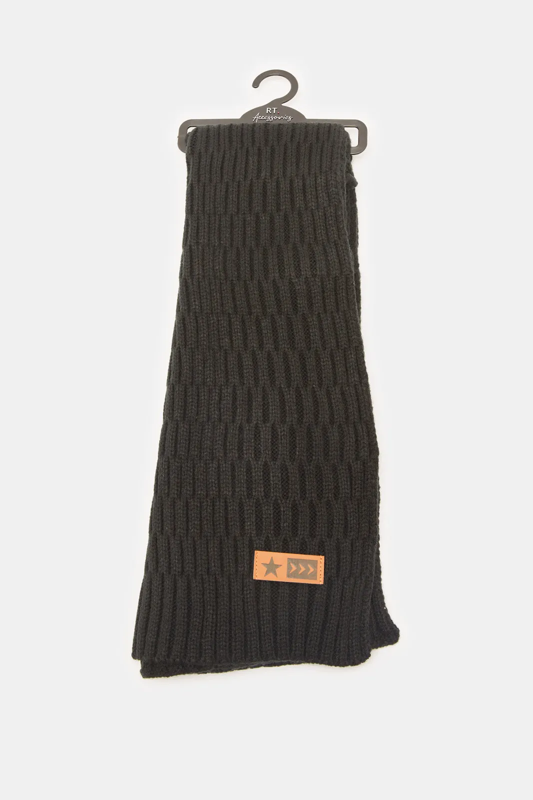 Men Black Knitted Scarf