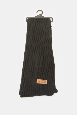 Men Black Knitted Scarf