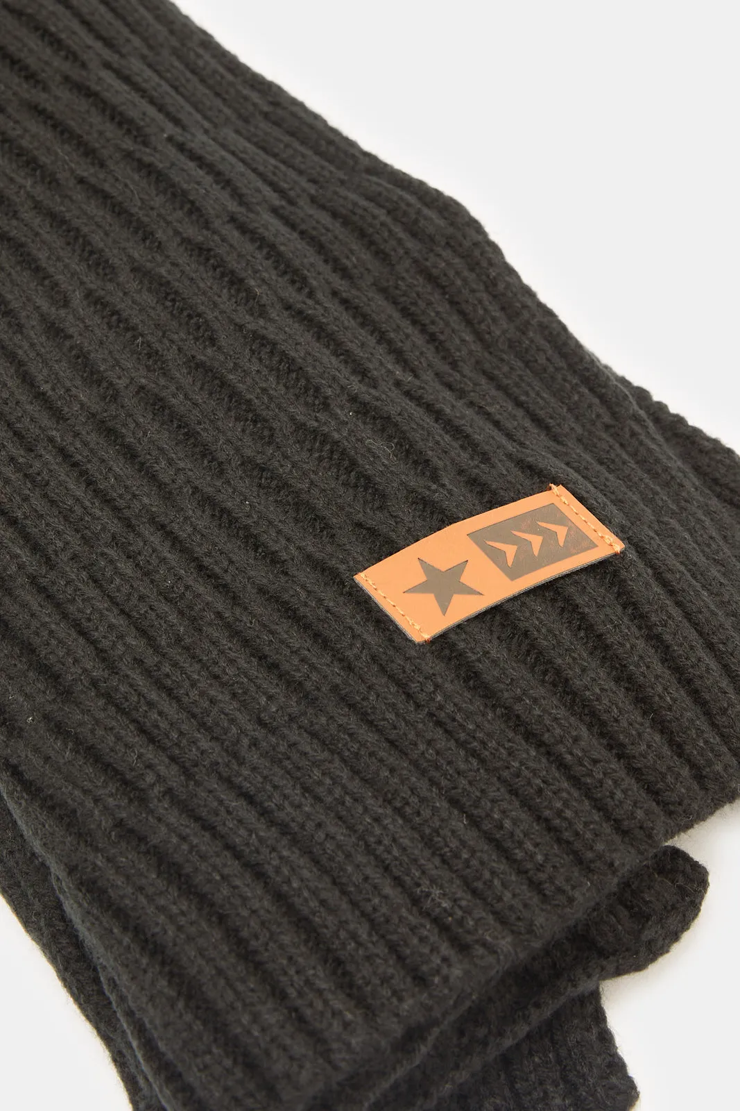 Men Black Knitted Scarf
