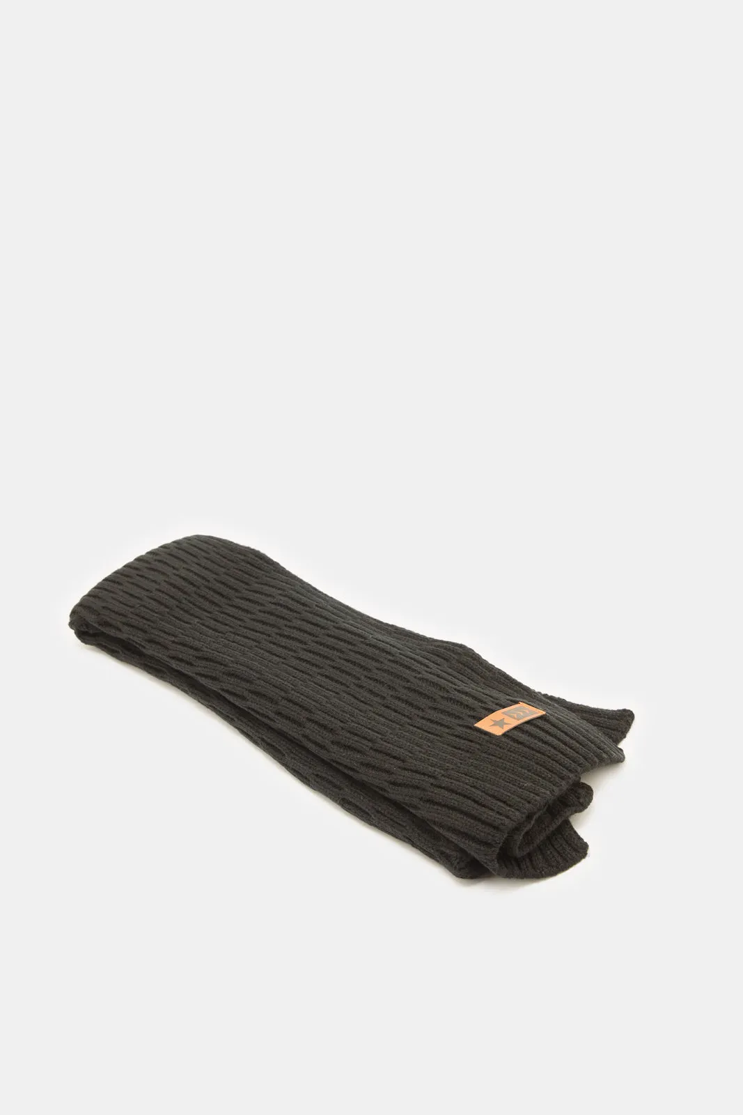 Men Black Knitted Scarf