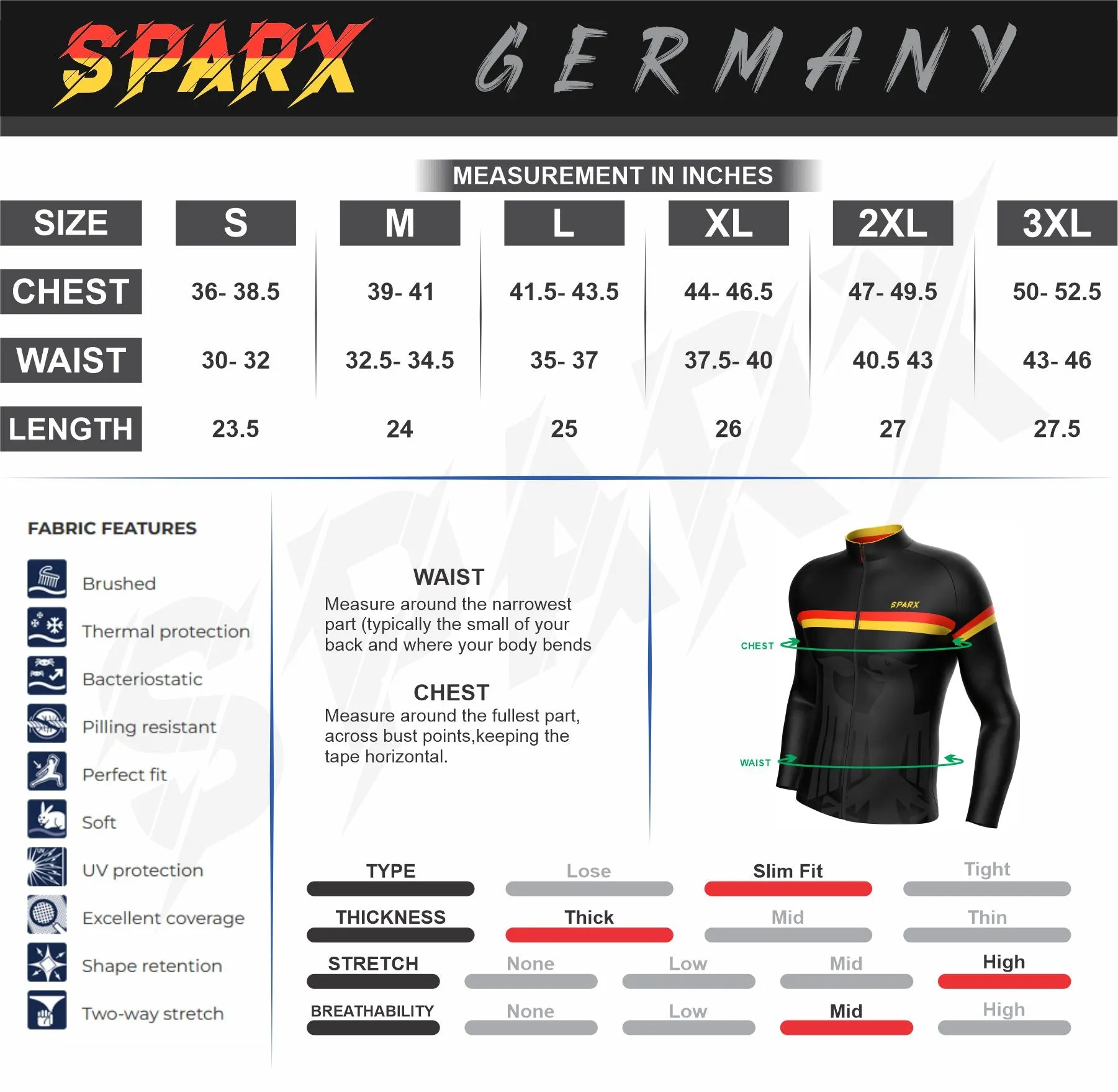 Men Germany Cycling Thermal Jersey