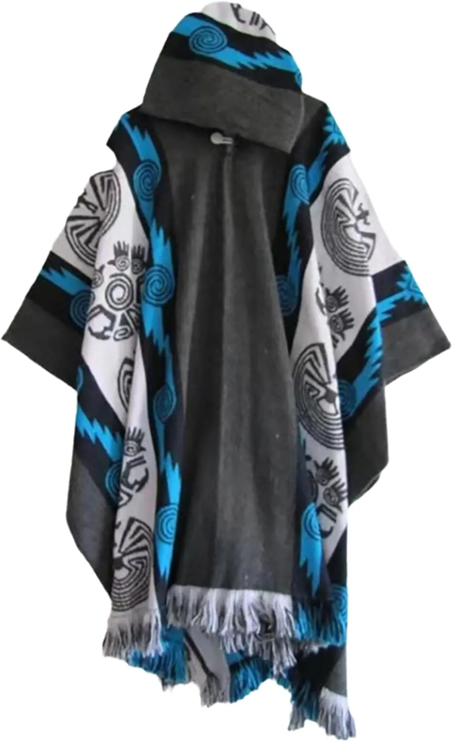 Men's Aztec Hoodies Poncho Cape Cloak Coat Vintage Bat Sleeve Cloak Shawl Fashion Knitted Hooded Pullover