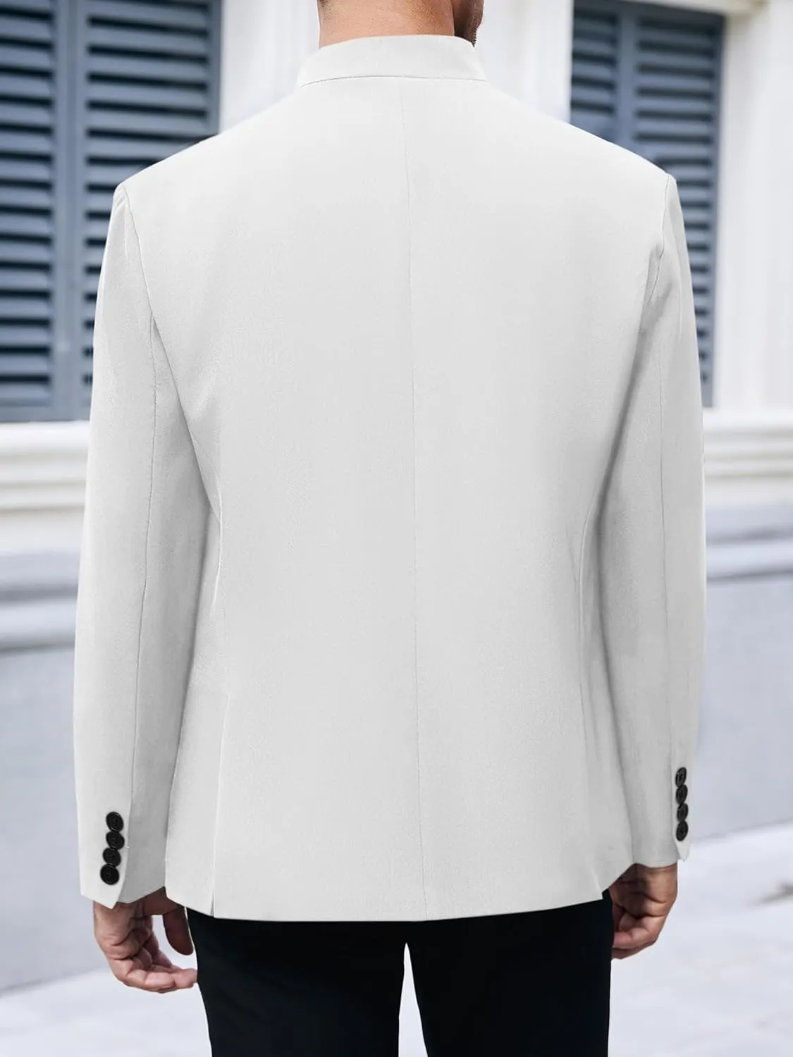 Mens Casual Suit Blazer Jackets Stand Mandarin Collar Lightweight Lined Business Dress Sport Coats