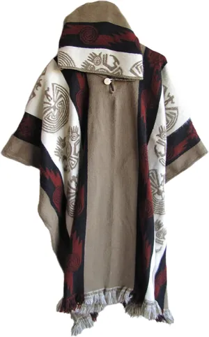 Men's Hoodies Poncho Cape Aztec Western Pullover Cloak Coat Vintage Bat Sleeve Knitted Cloak Shawl