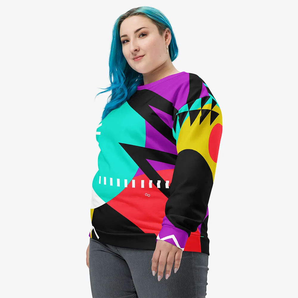 Recycled Fleece Sweatshirt "Surrealist 2" Purple/Red/Black