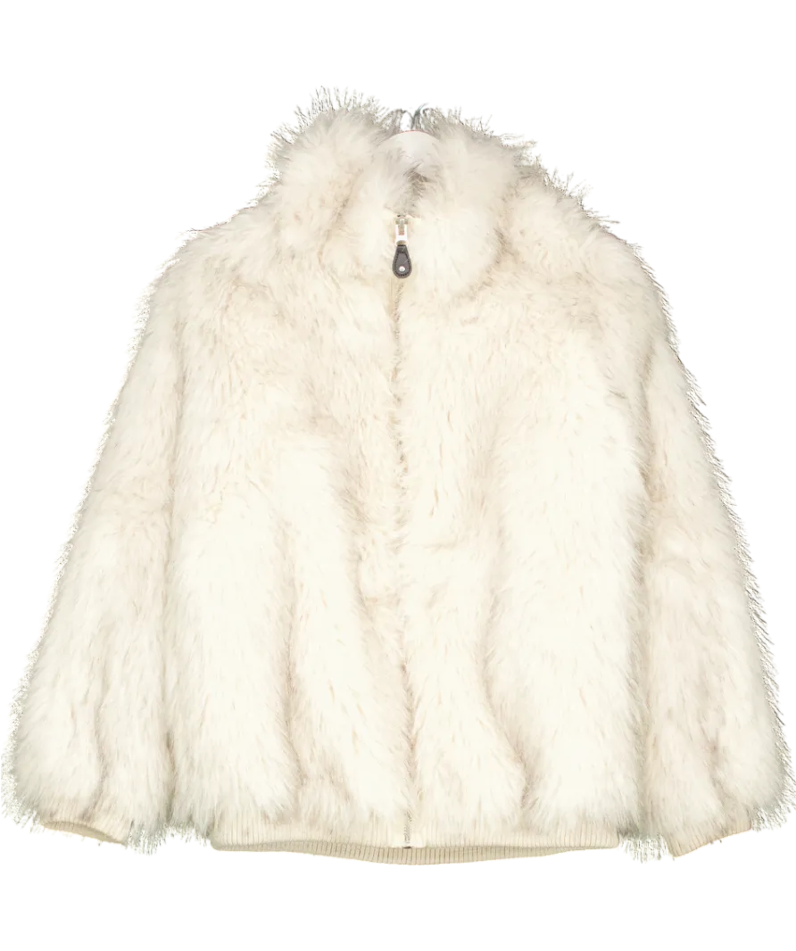 Silence   Noise Cream Faux Fur Jacket UK S