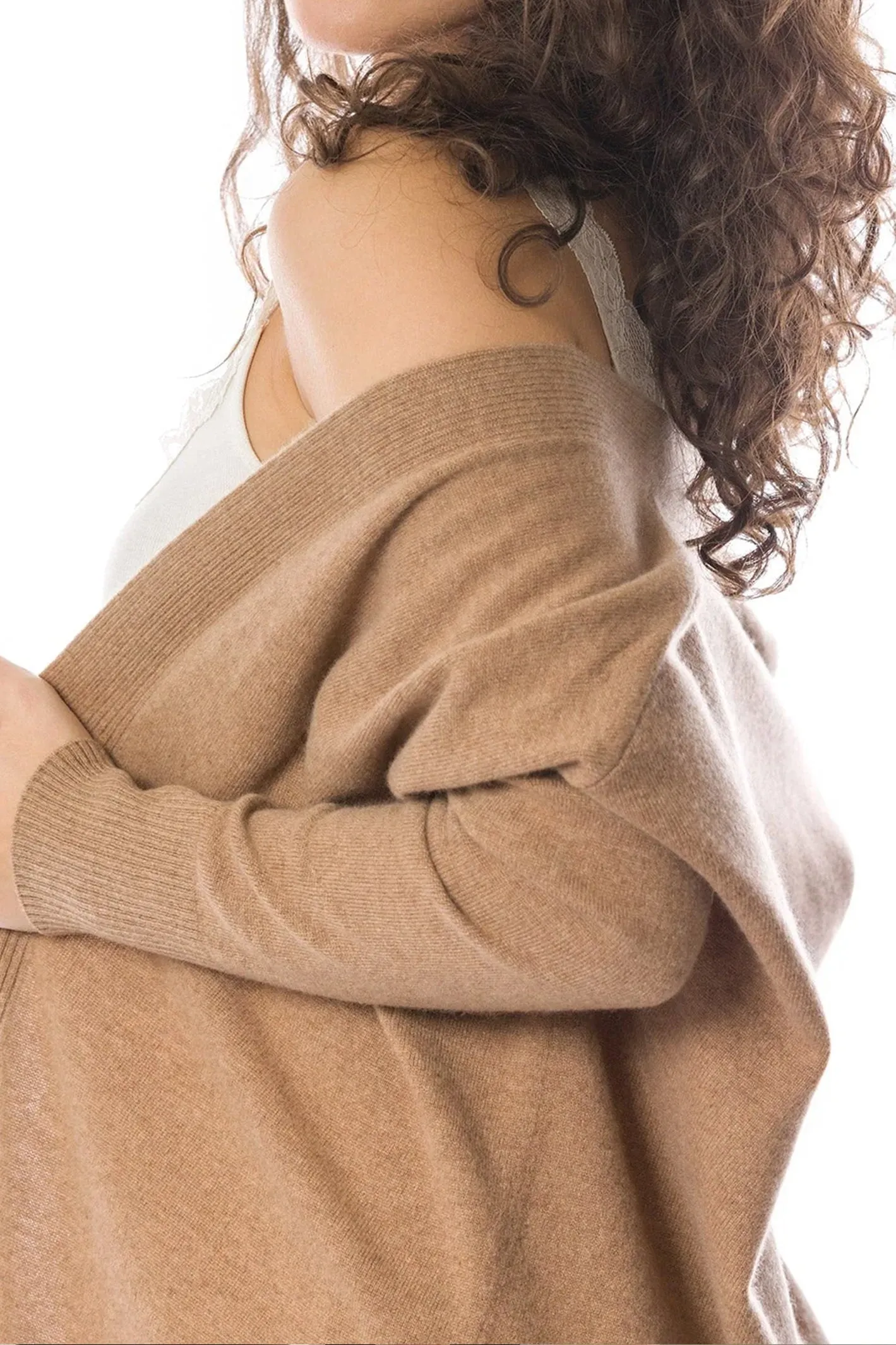 Sustainable Cashmere Edge To Edge Cardigan - Dark Camel